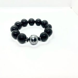 Onyx & hematite gemstone bracelet